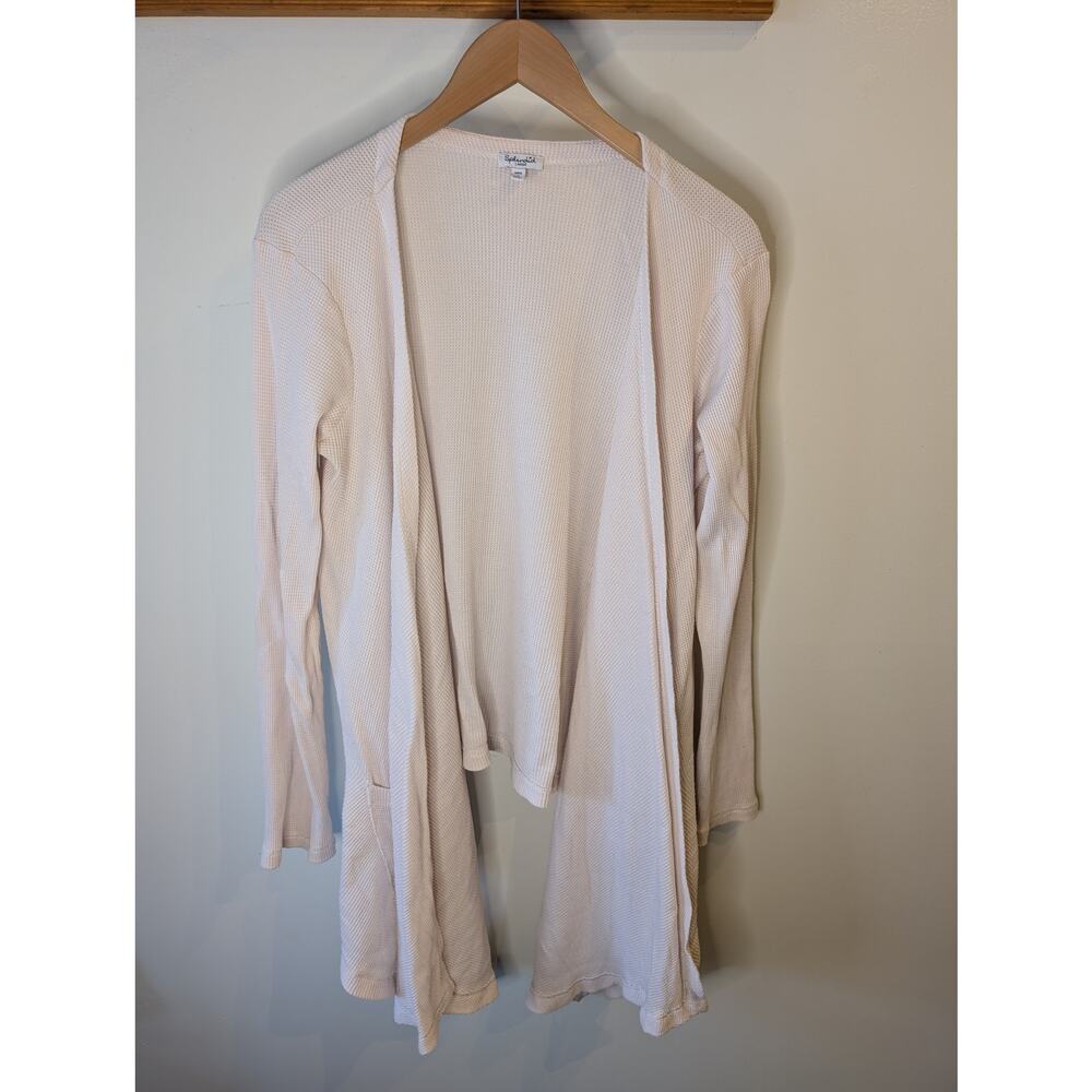 Splendid Blush Pink Waffle Knit Draped Open Cardigan Duster Women's Large